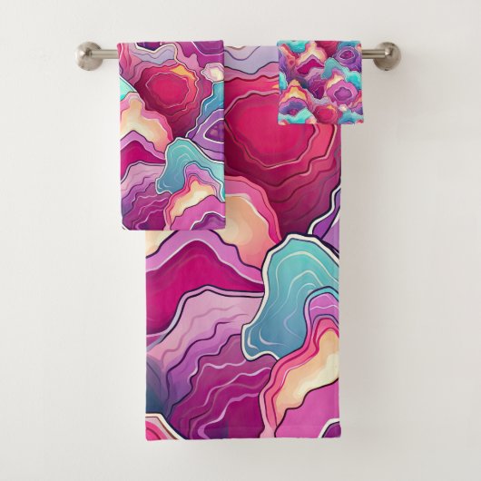 Funky Abstraktes, farbenfrohes Patternbad Badhandtuch Set (Insitu)