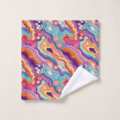 Funky Abstraktes, farbenfrohes Patternbad Badhandtuch Set (Waschlappen)