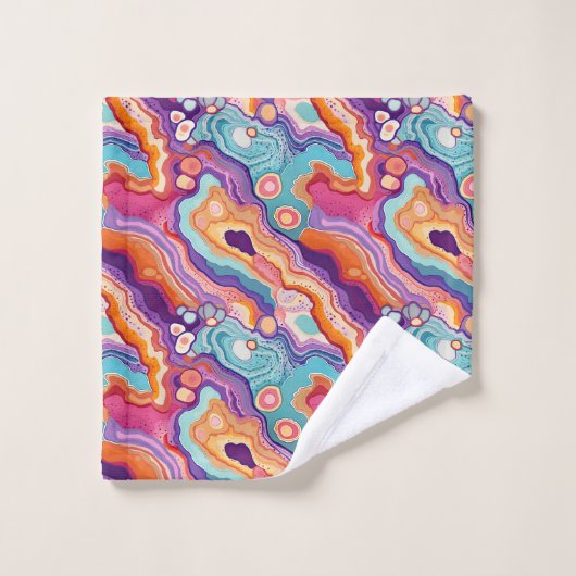 Funky Abstraktes, farbenfrohes Patternbad Badhandtuch Set (Waschlappen)