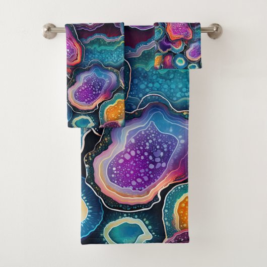 Funky Abstraktes, farbenfrohes Patternbad Badhandtuch Set (Insitu)