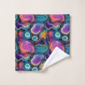 Funky Abstraktes, farbenfrohes Patternbad Badhandtuch Set (Waschlappen)