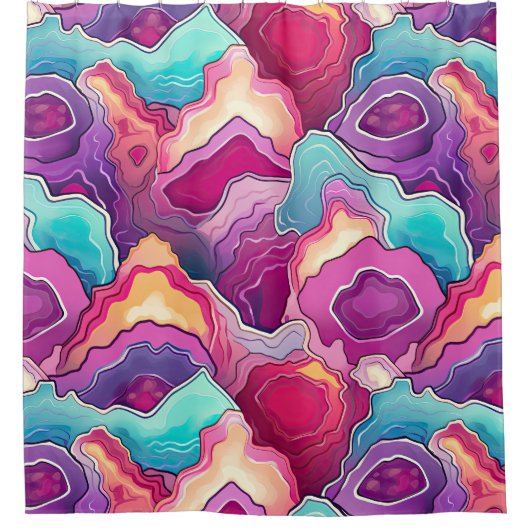 Funky Abstraktes, farbenfrohes Patternbad Duschvorhang (Vorderseite)