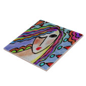 Funky Abstraktes Frauenportrait Fliese (Seite)