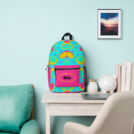 Funky Abstraktes Muster mit Namen Bedruckter Rucksack