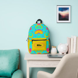 Funky Abstraktes Muster mit Namen Bedruckter Rucksack