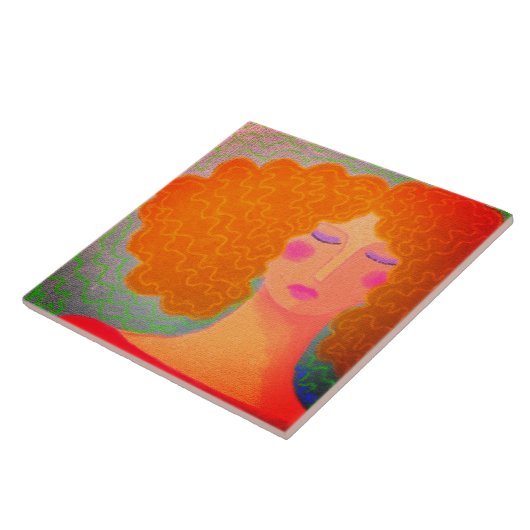 Funky Abstraktes Portrait einer Keramik Fliese (Seite)