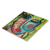 Funky Abstraktes Portrait einer Keramik Fliese (Seite)