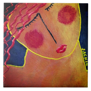 Funky Abstraktes Portrait einer Keramik Fliese