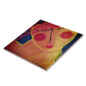 Funky Abstraktes Portrait einer Keramik Fliese (Seite)