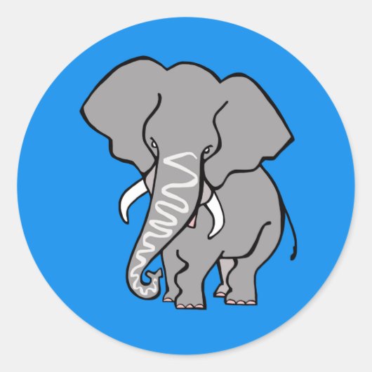 Funky African ELEPHANT - Nature - Blue Sticker (Vorderseite)