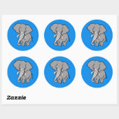 Funky African ELEPHANT - Nature - Blue Sticker (Blatt)