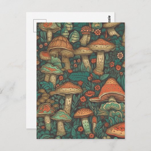 Funky AI generiert Mushroom Pattern Postkarte (Vorne/Hinten)
