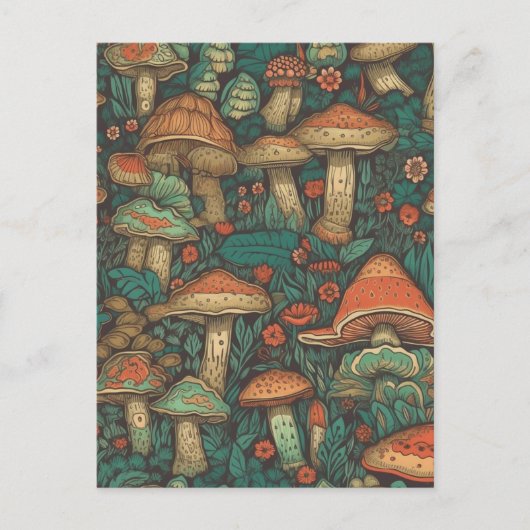 Funky AI generiert Mushroom Pattern Postkarte (Vorderseite)
