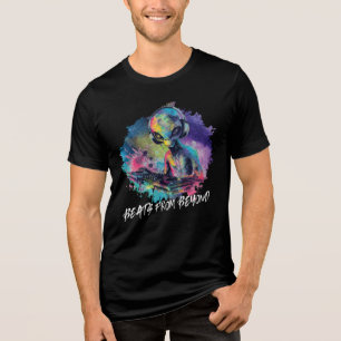 Funky Alien DJ - Colorful Space Music - White Text Tri-Blend Shirt