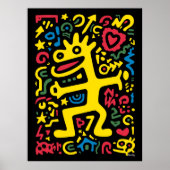 Funky Alien Dragon Yellow - Neon Pop Art Creator Poster (Vorne)