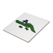 Funky Alligatortragender Fischen-Hut-Cartoon Fliese (Seite)