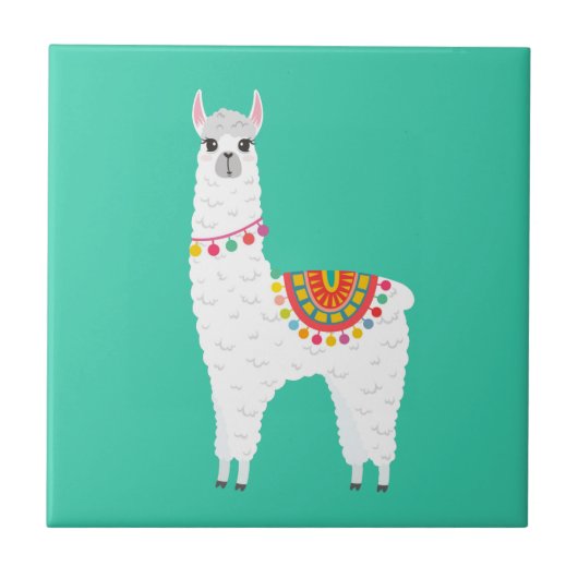Funky Alpaca Lama Drama süße Tier Fliese (Vorderseite)