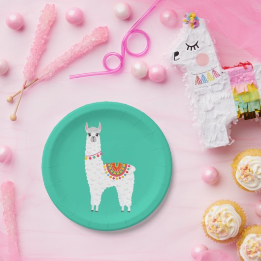 Funky Alpaca Lama Drama süße Tier Pappteller (Party)