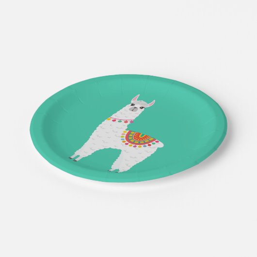 Funky Alpaca Lama Drama süße Tier Pappteller (Schrägansicht)