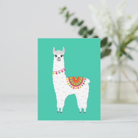 Funky Alpaca Lama Drama süße Tier Postkarte (Stehend Vorderseite)