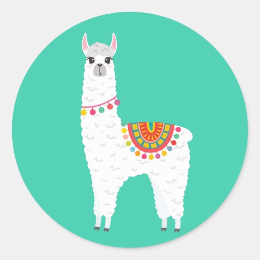 Funky Alpaca Lama Drama süße Tier Runder Aufkleber (Vorderseite)