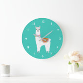 Funky Alpaca llama drama cute animal Große Wanduhr (Zuhause)