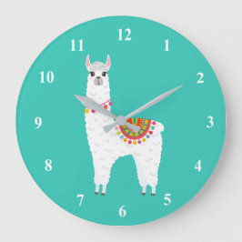 Funky Alpaca llama drama cute animal Große Wanduhr
