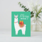 Funky Alpaca niedliches Lama Feiertagspostkarte (Stehend Vorderseite)