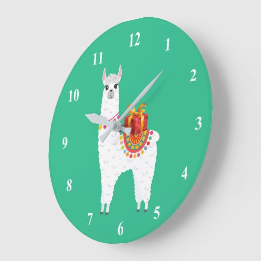 Funky Alpaca niedliches Lama Große Wanduhr (Winkel)