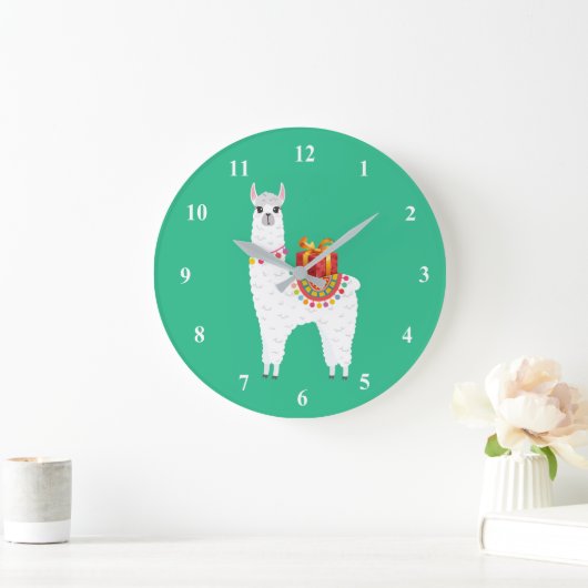 Funky Alpaca niedliches Lama Große Wanduhr (Zuhause)