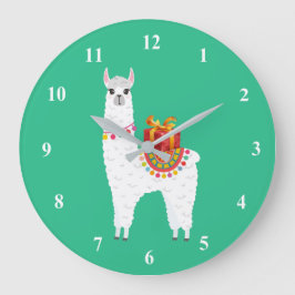 Funky Alpaca niedliches Lama Große Wanduhr