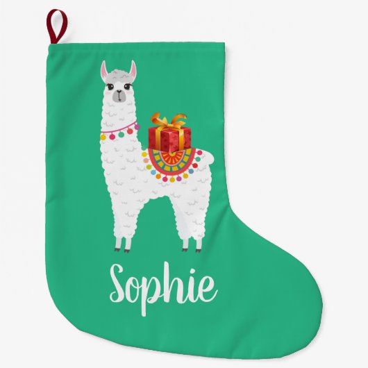 Funky Alpaca niedliches Lama Großer Weihnachtsstrumpf (Vorderseite)