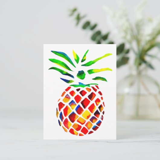 Funky-Ananas-Kunst Postkarte (Stehend Vorderseite)