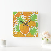 Funky-Ananas Quadratische Wanduhr (Zuhause)