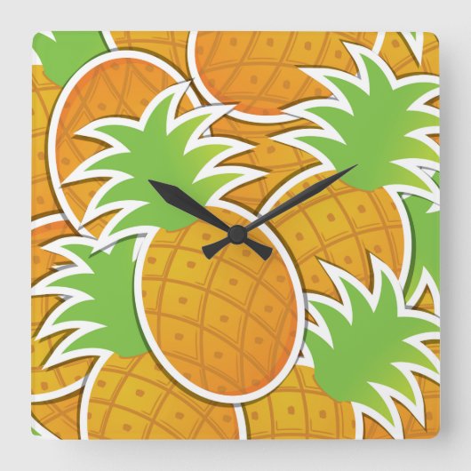 Funky-Ananas Quadratische Wanduhr (Vorderseite)
