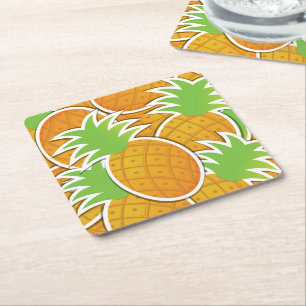 Funky-Ananas Rechteckiger Pappuntersetzer