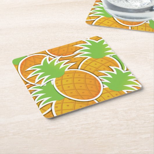 Funky-Ananas Rechteckiger Pappuntersetzer (angewinkelt)