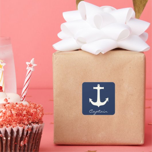 Funky Anchor Captain Sea Ocean Sailing Quadratischer Aufkleber (Party)