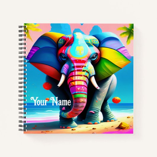 Funky and Playful Rainbow Elephant Print Notizblock (Vorderseite)