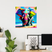 Funky and Playful Rainbow Elephant Print Poster (Heimbüro)