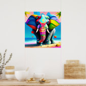 Funky and Playful Rainbow Elephant Print Poster (Küche)