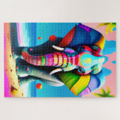 Funky and Playful Rainbow Elephant Print Puzzle (Horizontal)