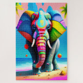 Funky and Playful Rainbow Elephant Print Puzzle (Vertikal)