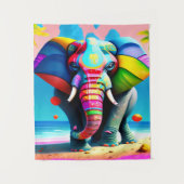 Funky and Playful Rainbow Elephant Print Wandteppich (Vorderseite)