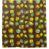 Funky Apfel Aquarellfrucht Design Duschvorhang (Vorderseite)