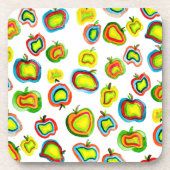 Funky Apfel Aquarellfrucht Design Getränkeuntersetzer (Vorderseite)