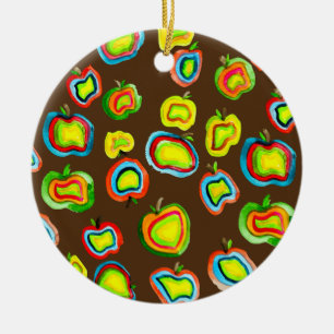 Funky Apfel Aquarellfrucht Design Keramik Ornament