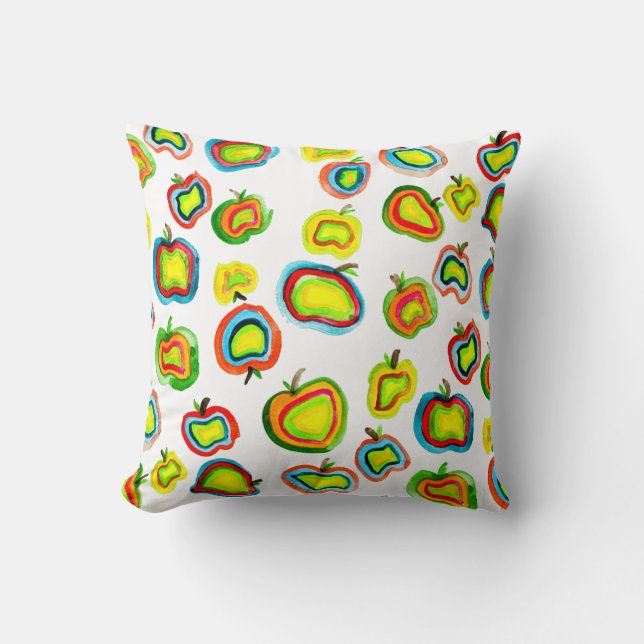 Funky Apfel Aquarellfrucht Design Kissen (Vorderseite)