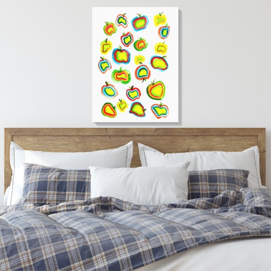 Funky Apfel Aquarellfrucht Design Leinwanddruck (Insitu (Schlafzimmer))