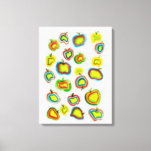 Funky Apfel Aquarellfrucht Design Leinwanddruck